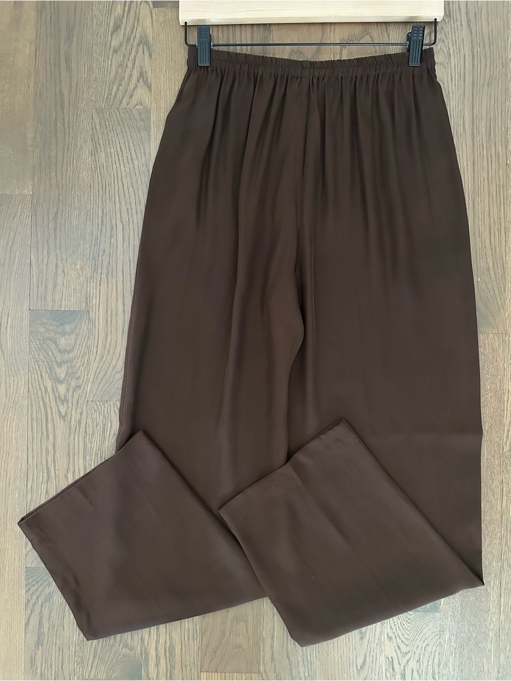 Vintage High Waist 100% Silk Wide Leg Pants in Chocolate Brown Small